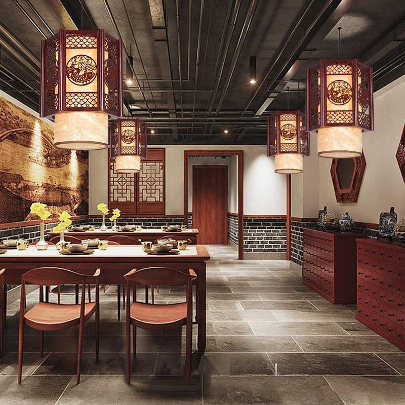 Restaurant Decoration Antique Wooden Lamp