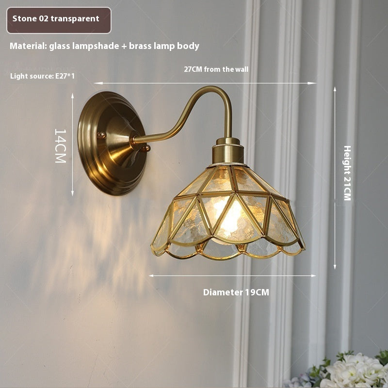 Underful Brass Glass Wall Lamp Creative Bedroom Lamps