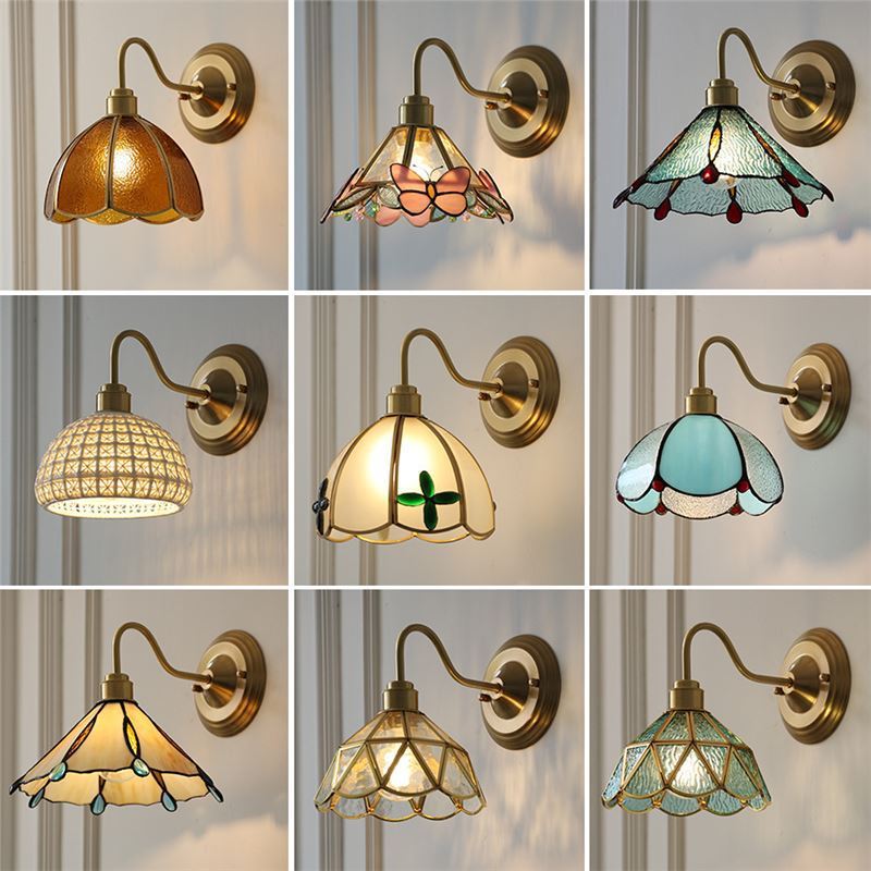 Underful Brass Glass Wall Lamp Creative Bedroom Lamps