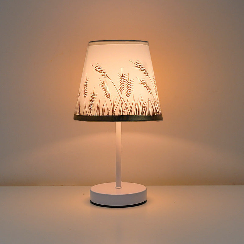 Solid Wood Fabric Iron Lamp Bedroom Bedside Lamp