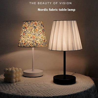 Solid Wood Fabric Iron Lamp Bedroom Bedside Lamp