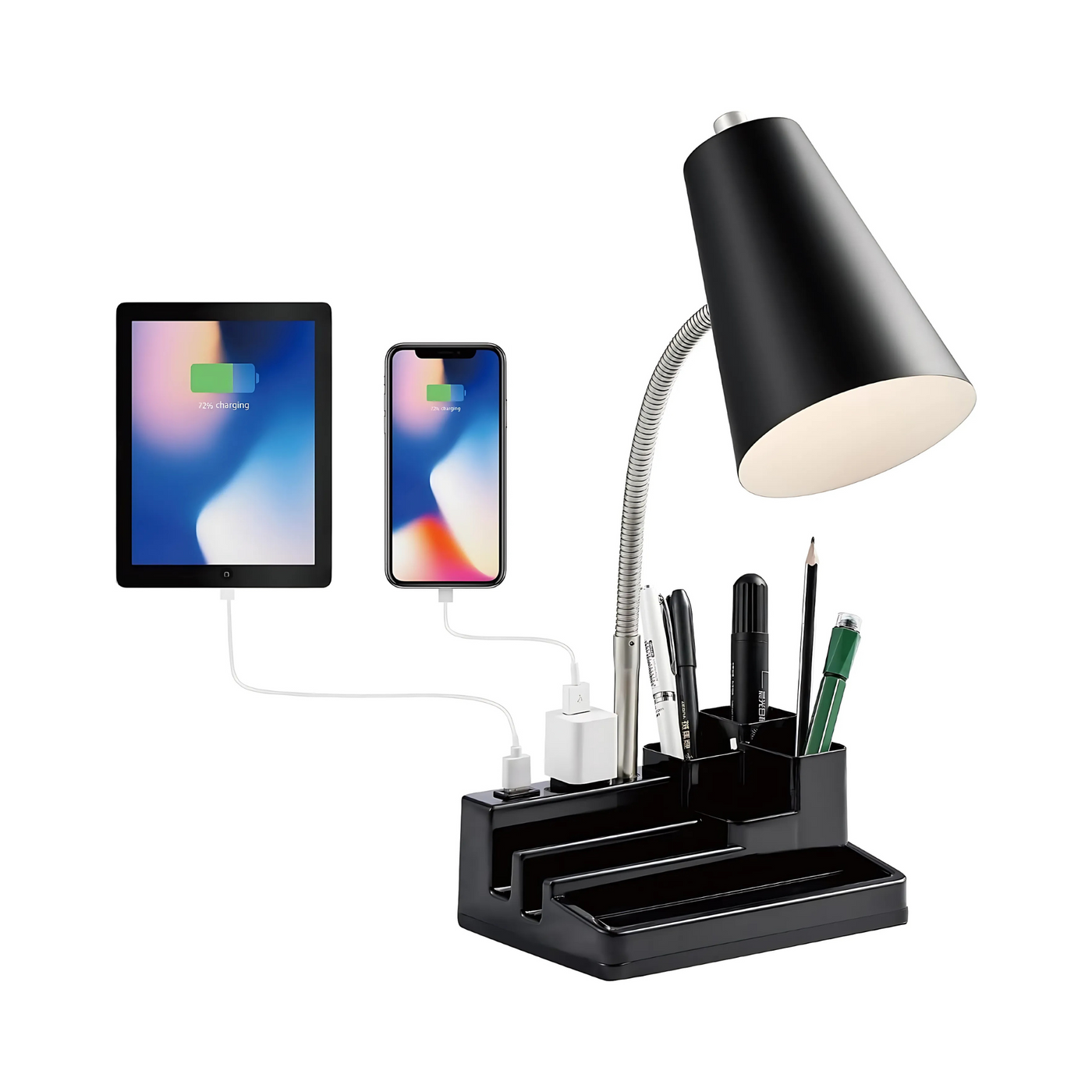 Black Adjustable Neck On Off SwitchModern Table Lamp For Reading