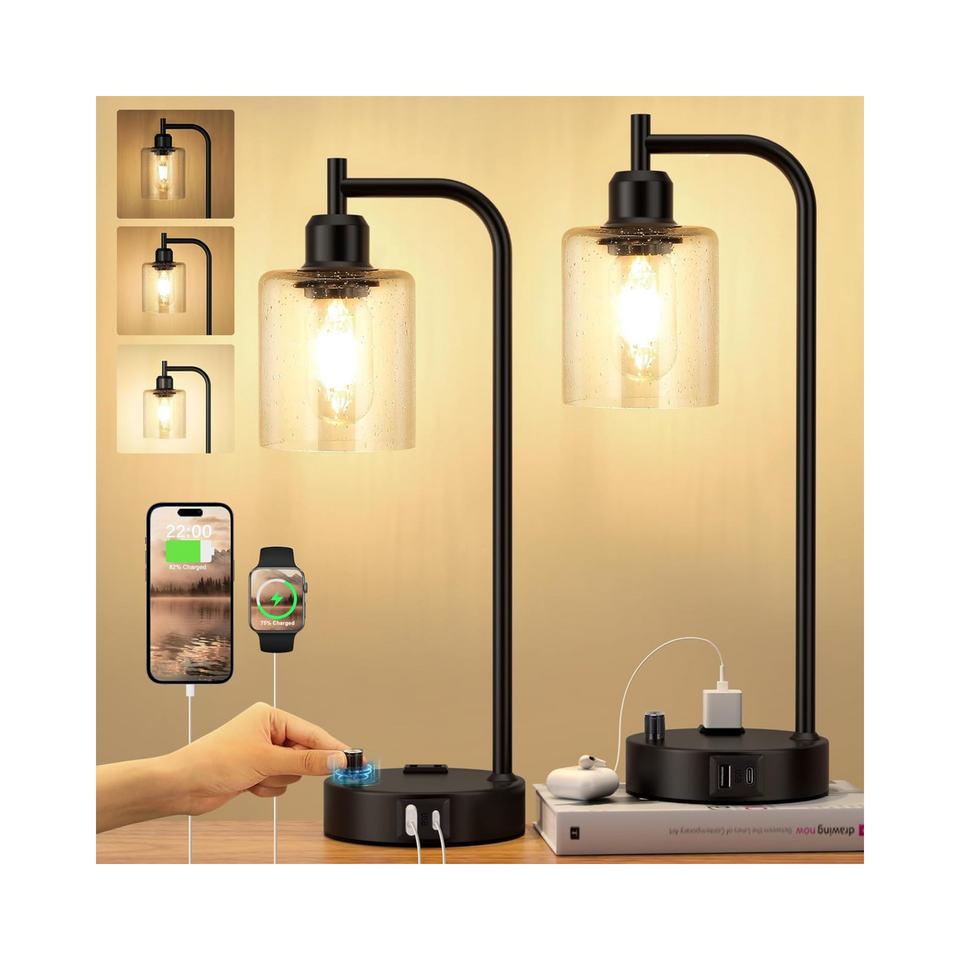 Table Lamps Are Art For Full Fledged Bedside Lamp Glass Shaded Lamp Bedrooms With USB
