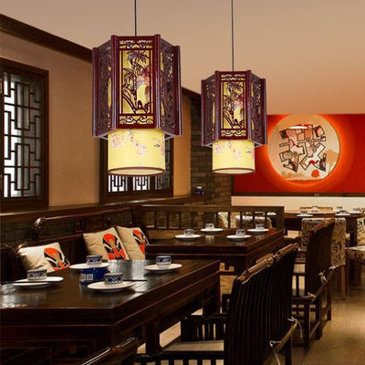 Restaurant Decoration Antique Wooden Lamp