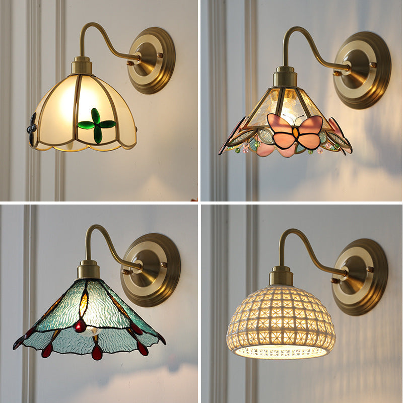 Underful Brass Glass Wall Lamp Creative Bedroom Lamps